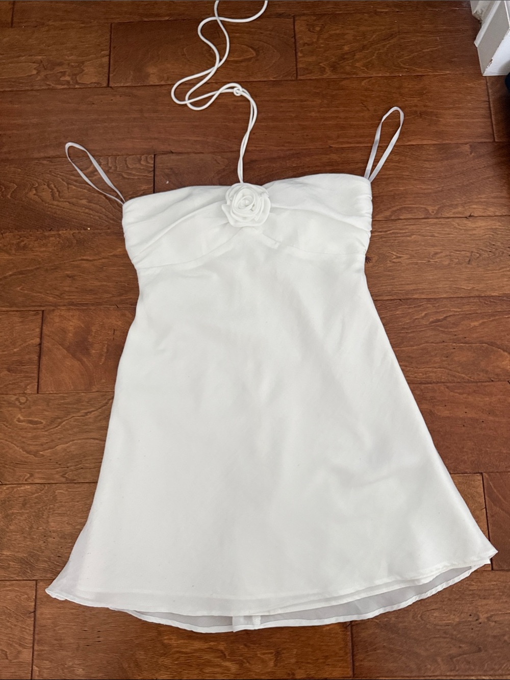 REVOLVE White Mini Dress with Rose Detail
